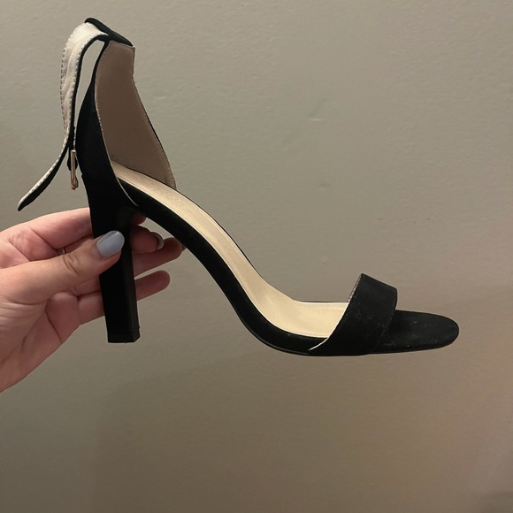 Charlotte Russe Velvet Black Toe Strap Heels - Picture 3 of 7
